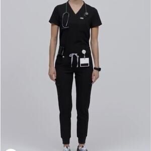 Figs Catarina Top & Zamora Joggers Set In Black 3XL
